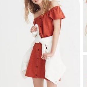 Madewell rust cap sleeve dress